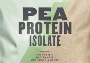 MyProtein propone il prodotto Pea, proteine isolate del pisello altamente digeribili e complete come aminoacidi essenziali.