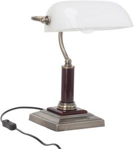 La Lightbox LB00000608 è una lampada da scrivania dal gusto retrò con base in legno e corpo in legno e metallo.