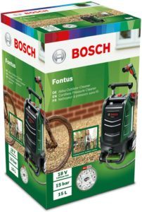 La Bosch Fontus è un’idropulitrice da esterno con funzionamento elettrico a batteria.