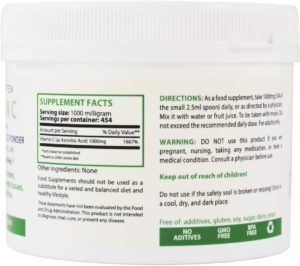 Heiltropfen® propone un prodotto con il 100% di acido ascorbico, senza additivi artificiali di nessun tipo.