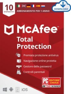 McAfee Total Protection è un antivirus pluripremiato e apprezzato in tutto il mondo.