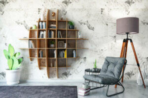 libreria a parete in legno di design